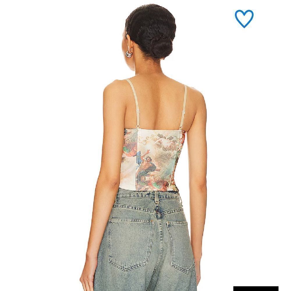 Superdown Ziva bustier top multicolor mesh Rococo hook front corset Revolve L - Picture 3 of 10